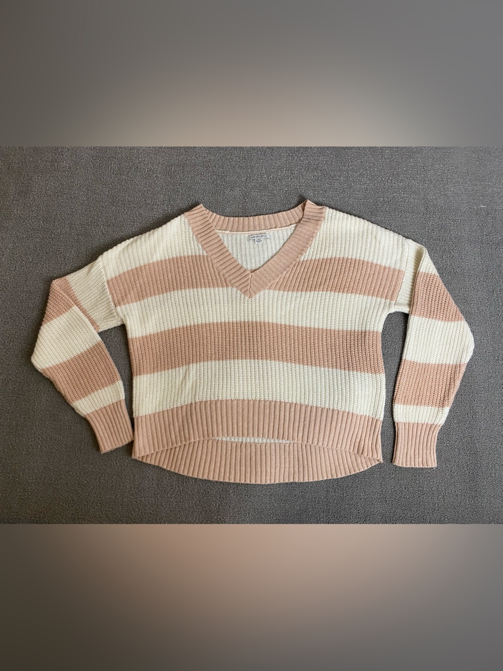 American Eagle Outfitters Striped V-Neck Baggy Oversized Sweater
